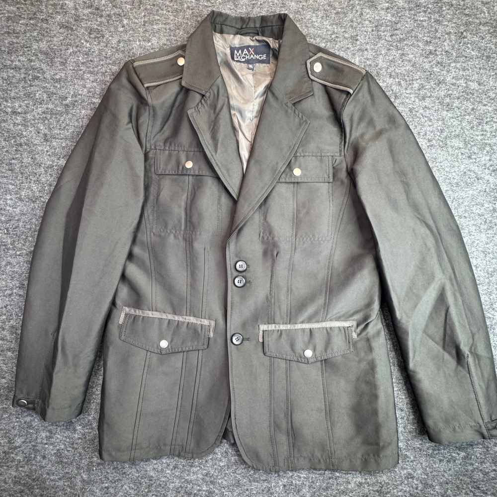 Max Exchange Sports Coat Mens XL Black Military Style Utility Blazer Jacket